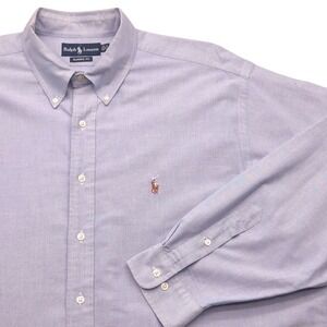 Ralph Lauren Oxford Classic Fit Button Down Shirt Flesh Pony Blue Men 17.5 34/35